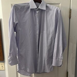 Canali Blue Dress Shirt with Contrast Collar